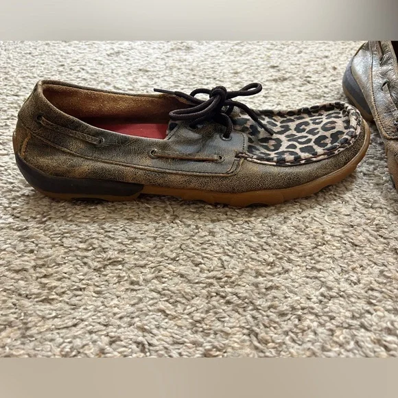 Twisted X Women's Cheetah Animal Print Driving Moccasins Size 11 Brown Outdoor - Picture 3 of 11